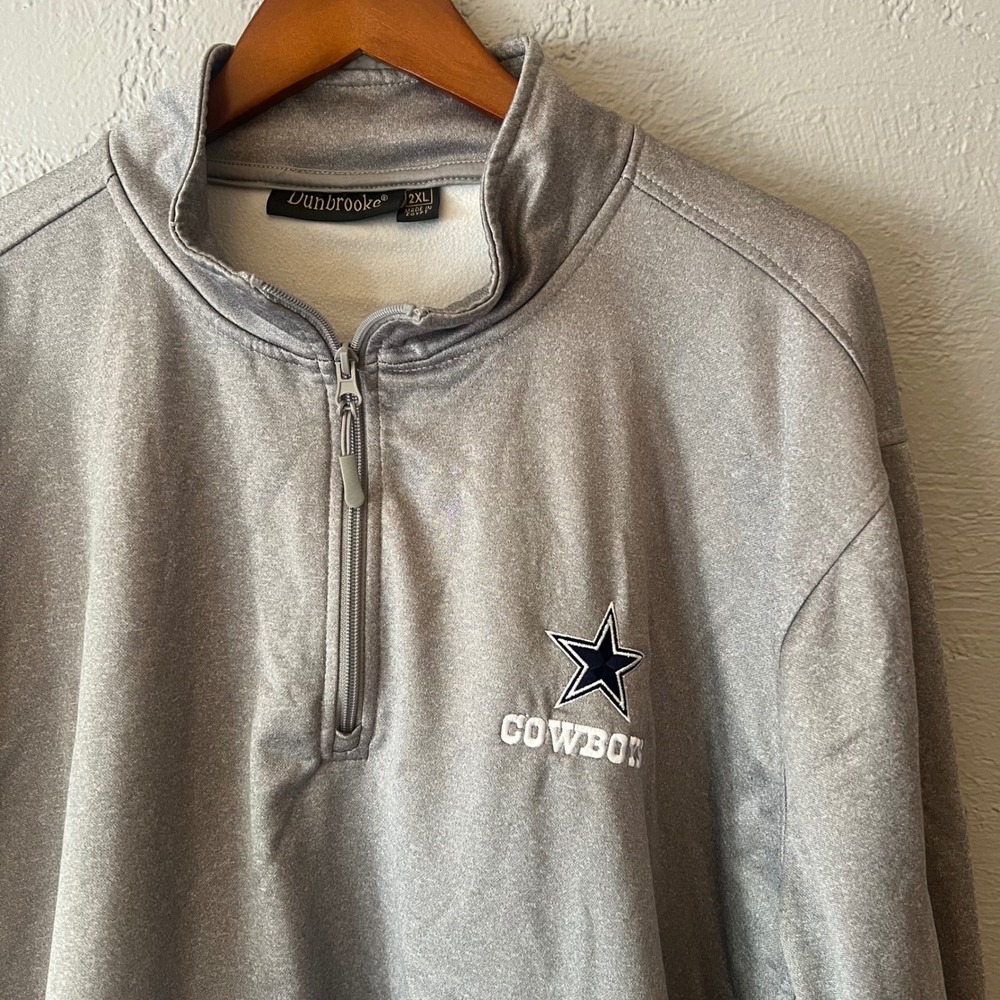 Dunbrooke Dallas Cowboys Mens 2XL Gray Quarter Zip Pullover Fleece Jacket NFL